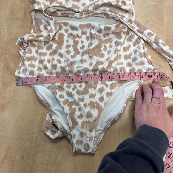 NWT Aerie Leopard LONG Full Coverage Wrap Top One Piece Swimsuit Sz M Long - Picture 12 of 14